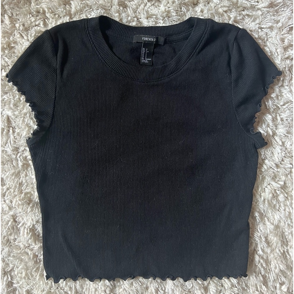 Black Ruffle Crop Top